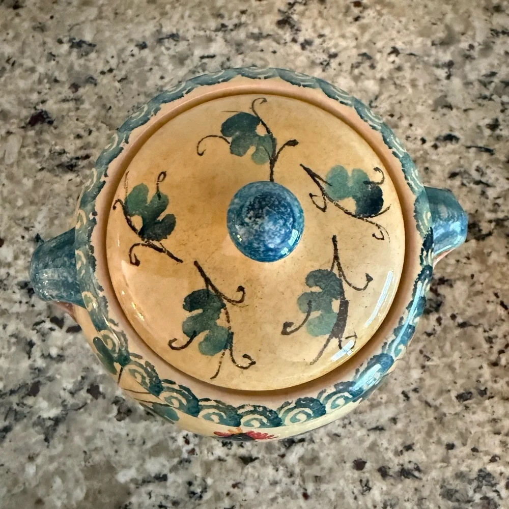 Williams Sonoma Ceramic Jar with Rooster Design Made in Italy (Large)